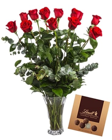 Premium Roses and Chocolates Flower Arrangement