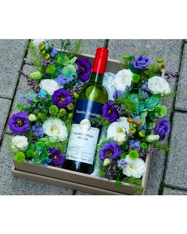 Flower and wine box Flower Arrangement