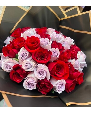 Handheld Purple & Pink Bouquet Flower Arrangement