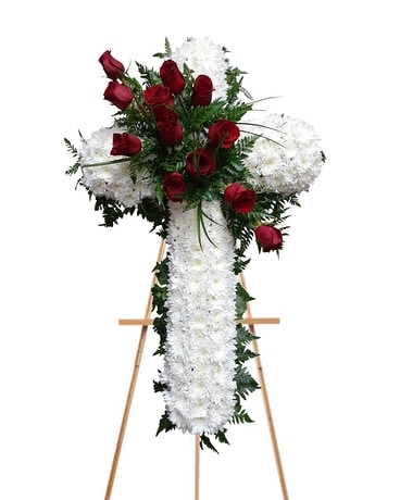 In Loving Memory Cross Funeral Arrangement