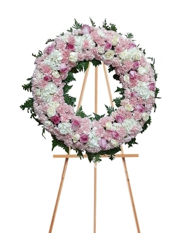 Pastel Pastures Wreath Funeral Arrangement