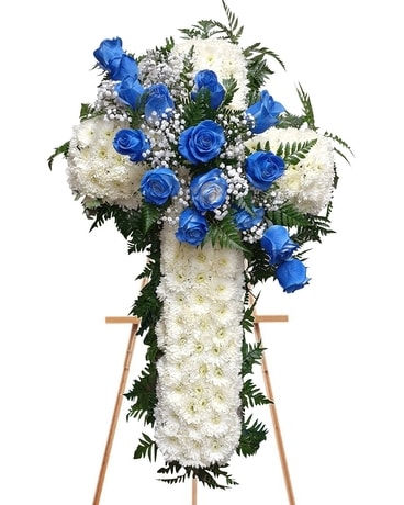 Royal Blue Cross Flower Arrangement