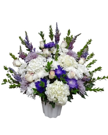 Purple Pastures Bucket Arrangement Flower Arrangement