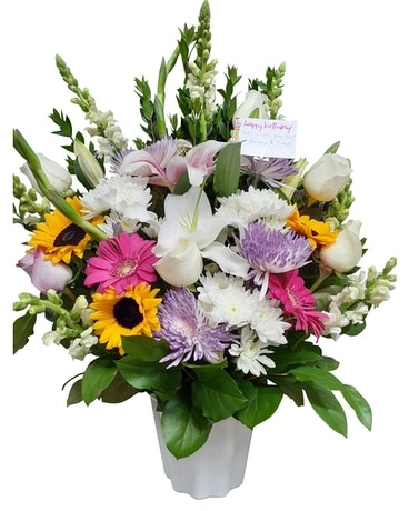 Pretty Cute Bucket Arrangement Flower Arrangement
