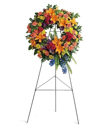 Colorful Serenity Wreath Funeral Arrangement