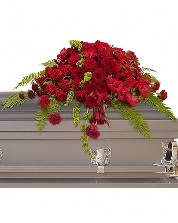 Red Rose Sanctuary Casket Spray Funeral Casket Spray Flowers