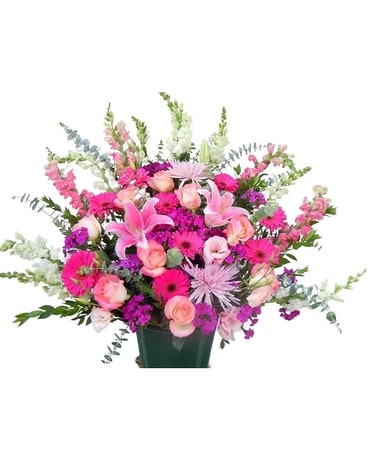 Mother Nature's Pink ~ Bucket Arrangement Flower Arrangement