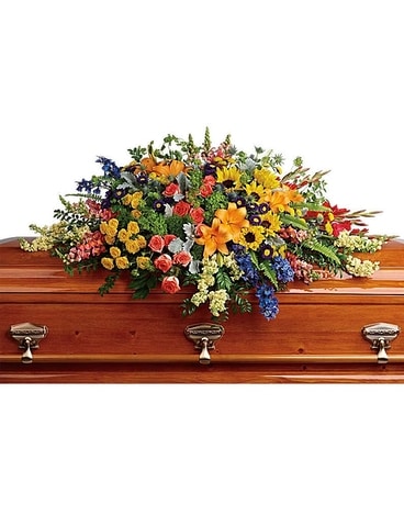 Colorful Reflections Casket Spray Flower Arrangement