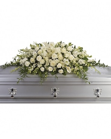 Purity and Peace Casket Spray Funeral Casket Spray Flowers