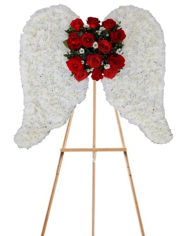 Angel Wings Red Rose ~Custom Standing Arrangement Funeral Arrangement