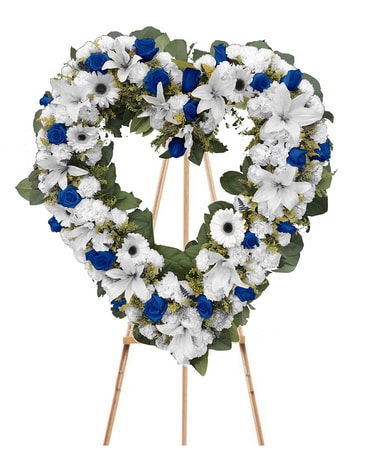 Sapphire Rose Heart ~ Standing Arrangement Funeral Arrangement