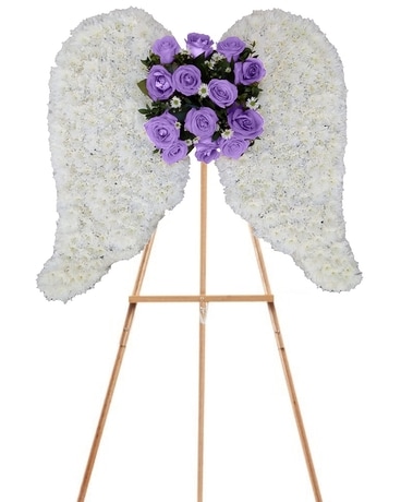 Angel Wings Lavender Rose ~ Custom Standing Funeral Arrangement