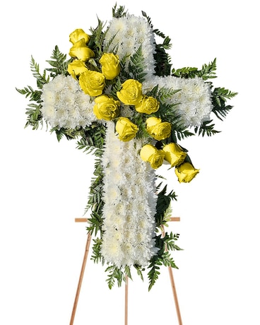 Sun Shine Cross ~ Standing Arrangement Funeral Arrangement