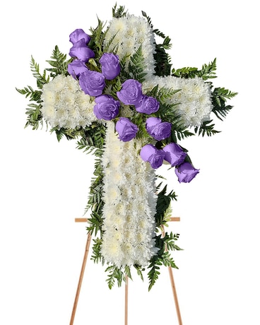 Lavender Blossom Cross ~ Standing Arrangement Funeral Arrangement