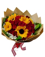 36 ROSES/6 SUNFLOWERS size,  inches height and  inches wide.