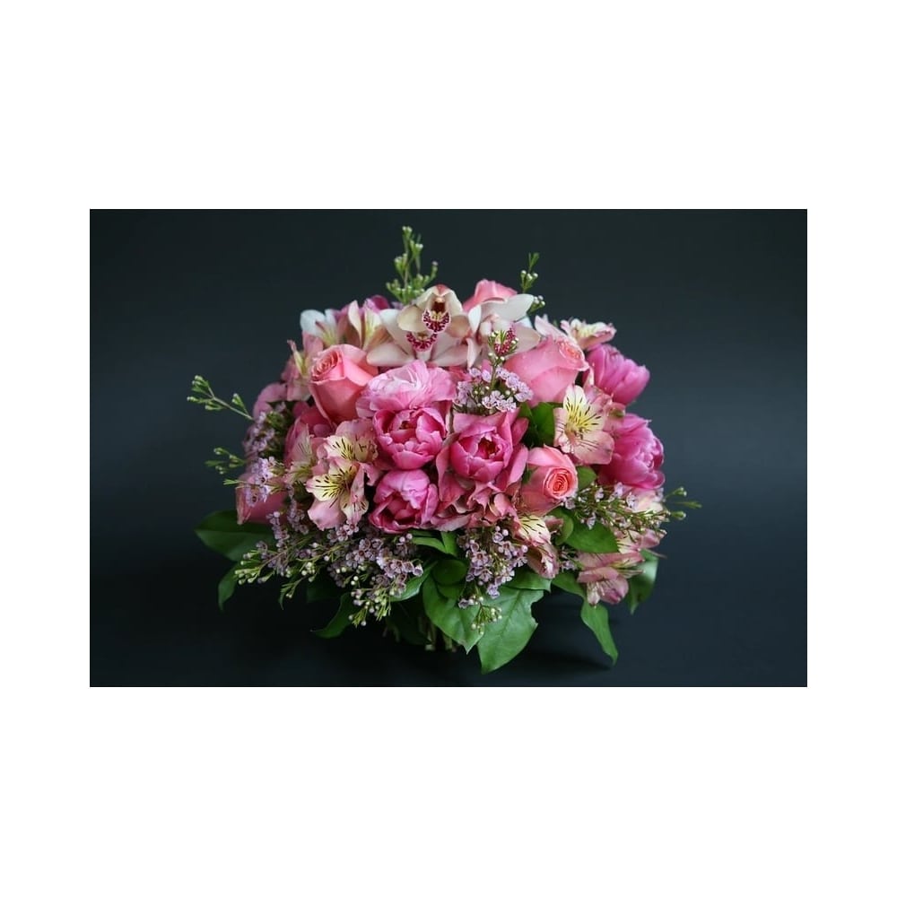 Pink Pom Orchid & Rose Bouquet in Pasadena CA - Jacob Maarse Florist