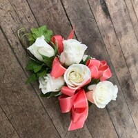 White spray rose with wrist corsage in Pasadena CA - Jacob Maarse