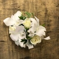 White orchid and White Spray Rose Wrist Corsage in Pasadena CA