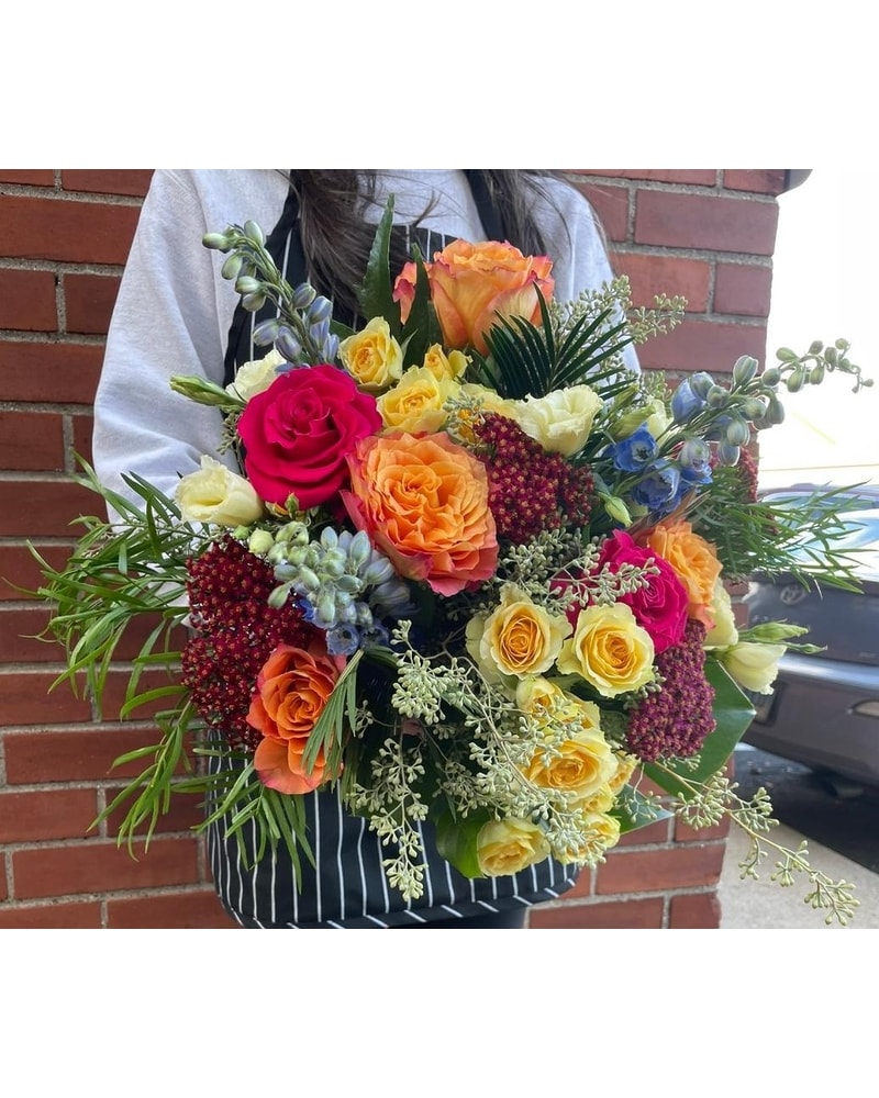 Designer Choice Seasonal Wrapped Bouquet - NO VASE in Sandy Hook