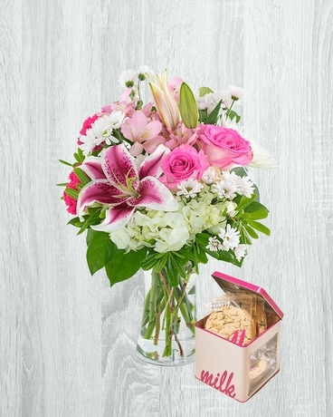 Watercolor Memory & Milk Bar Cookies Bundle Flower Arrangement