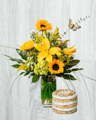 Taking Flight & Milk Bar Cake Flower Arrangement
