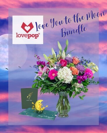 Love You To the Moon Lovepop Bundle Flower Arrangement