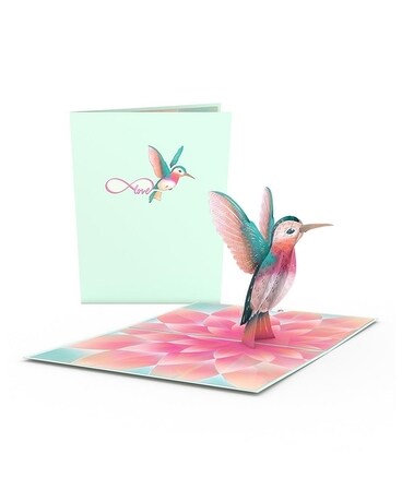 Lovely Hummingbird Card Flower Arrangement