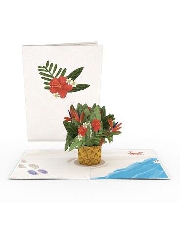 Lovepop Tropical Flower Basket Card Flower Arrangement