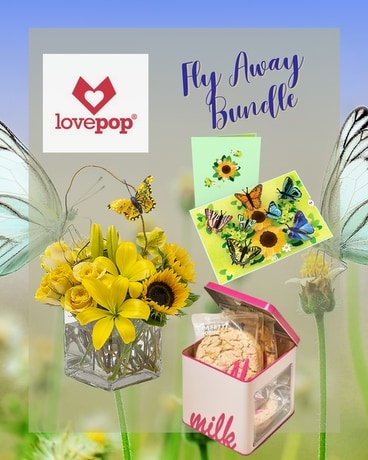 Fly Away Lovepop Bundle Flower Arrangement