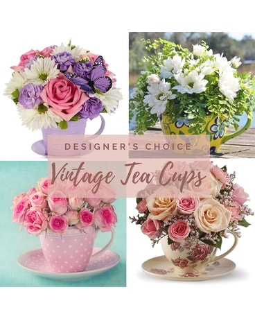 Designer's Choice - Teacups Flower Arrangement