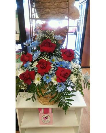 Rose Basket Funeral Arrangement