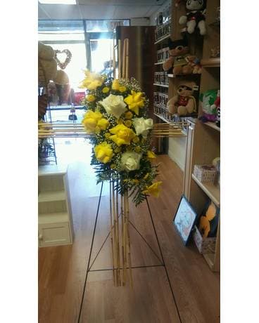 Bamboo Cross Spray Flower Arrangement