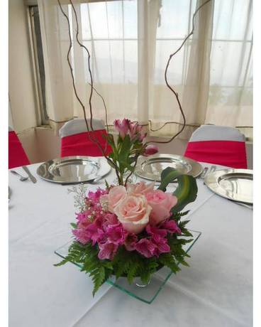 Pink & Red Centerpiece Flower Arrangement