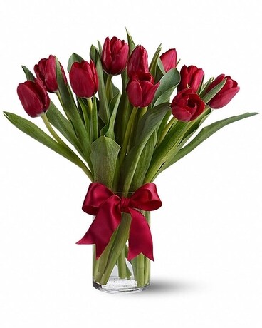 Flowers & More Radiantly Red Tulips Flower Arrangement