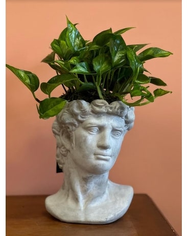 Lady Head With Potho Plant Flower Arrangement