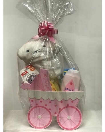 Baby Girl Carriage Gift Basket