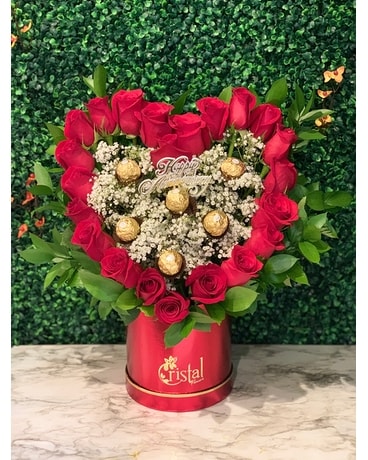 Dots of Love Rose Heart Flower Arrangement