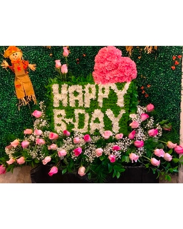 Happy B-Day Garden Flower Arrangement