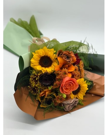 Fall Bouquet wrapped Flower Arrangement