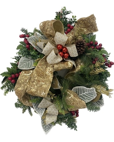 Gold Ribbon Christmas Wreath