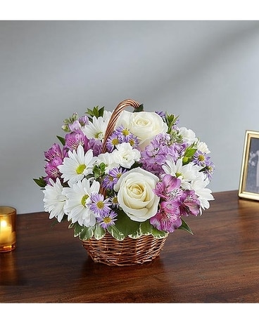 Lavender Lights Basket Basket Arrangement