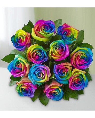 Happy Hippy Rainbow Roses Flower Arrangement