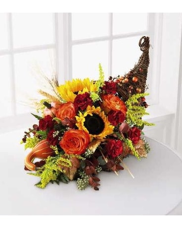 Fall Cornucopia Flower Arrangement