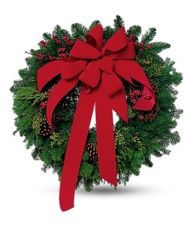 Traditional Evergreen Wreath Flower Arrangement