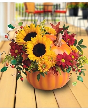 Pretty Pumpkin Flower Arrangement