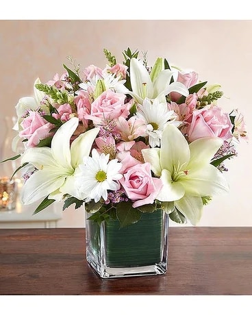 Healing Tears™ Pink & White Flower Arrangement