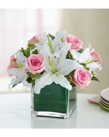 Rose and Lily Cube Bouquet