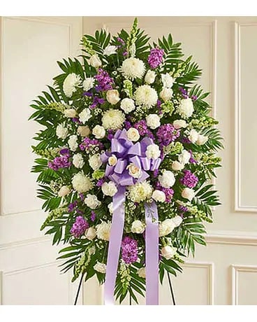 Lavender And White Standing Spray Flower Arrangement