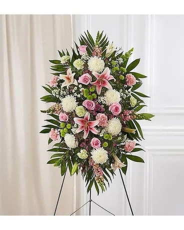 Pastel Sympathy Standing Spray Flower Arrangement