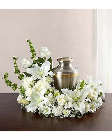 Cremation Wreath - All White Flower Arrangement